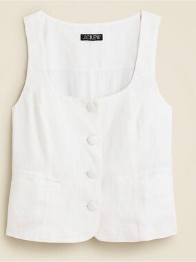 J. Crew Scoopneck Linen-Blend Vest